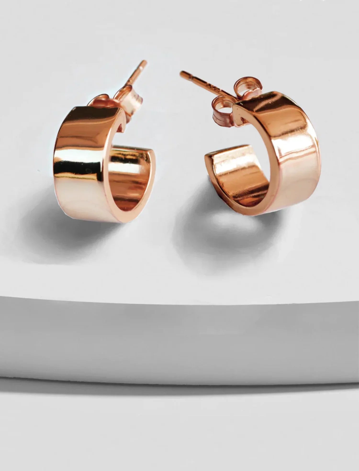 OVER BOSS HOOP SILVER CHUBBY STERLING 18K MINI ROSE EARRINGS GOLD
