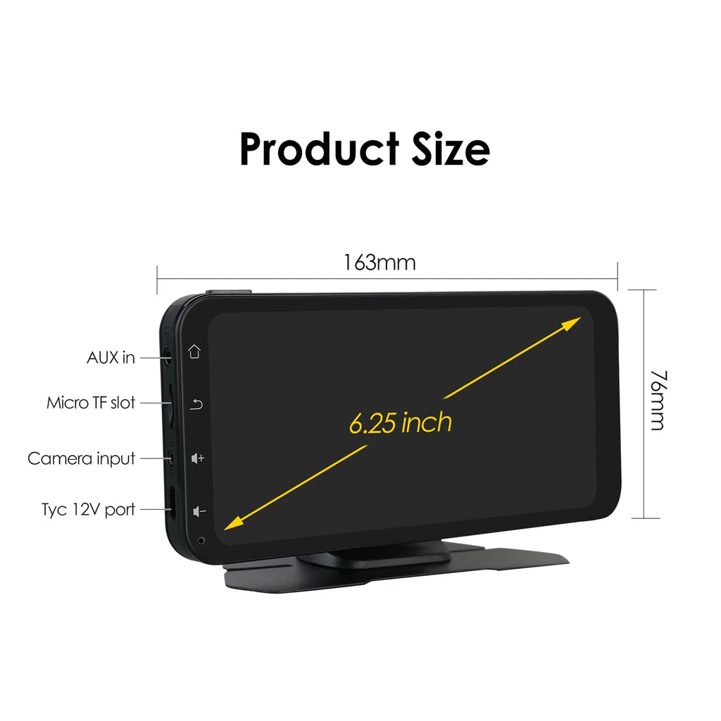 Audio 360° 6.25" Wireless Support Bluetooth Backup Camera GPS With Navigation Car Auto Stereo Receiver Carplay Radio Touchscreen Ossuret Adjustable Android