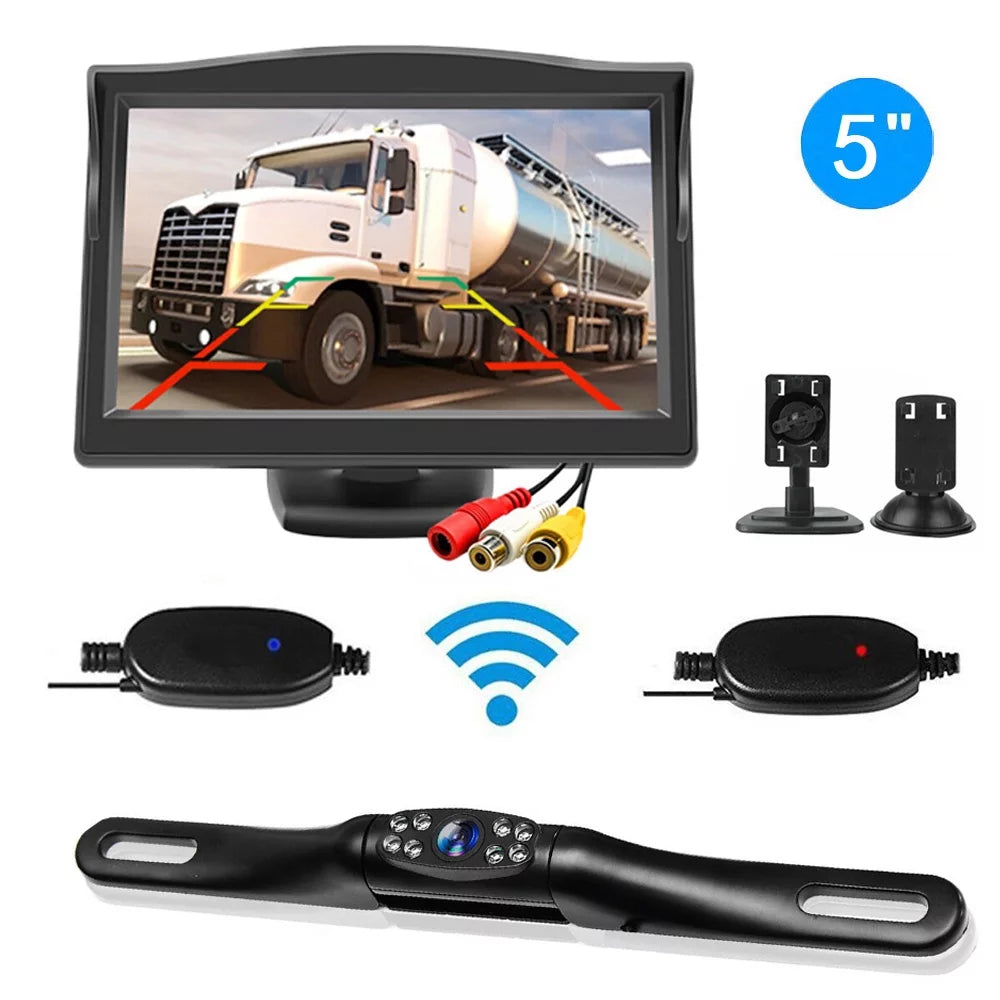 Night HD Parking View Monitor System + Vision Car Wireless Rear Backup 5" Camera