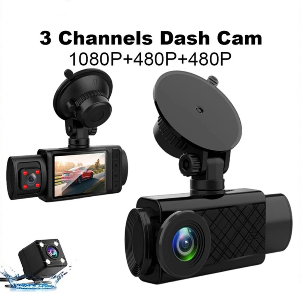 DVR Triple Video Dash Rear Driving Car Lens Cam Front 2\\\" And Camera HD Recorder