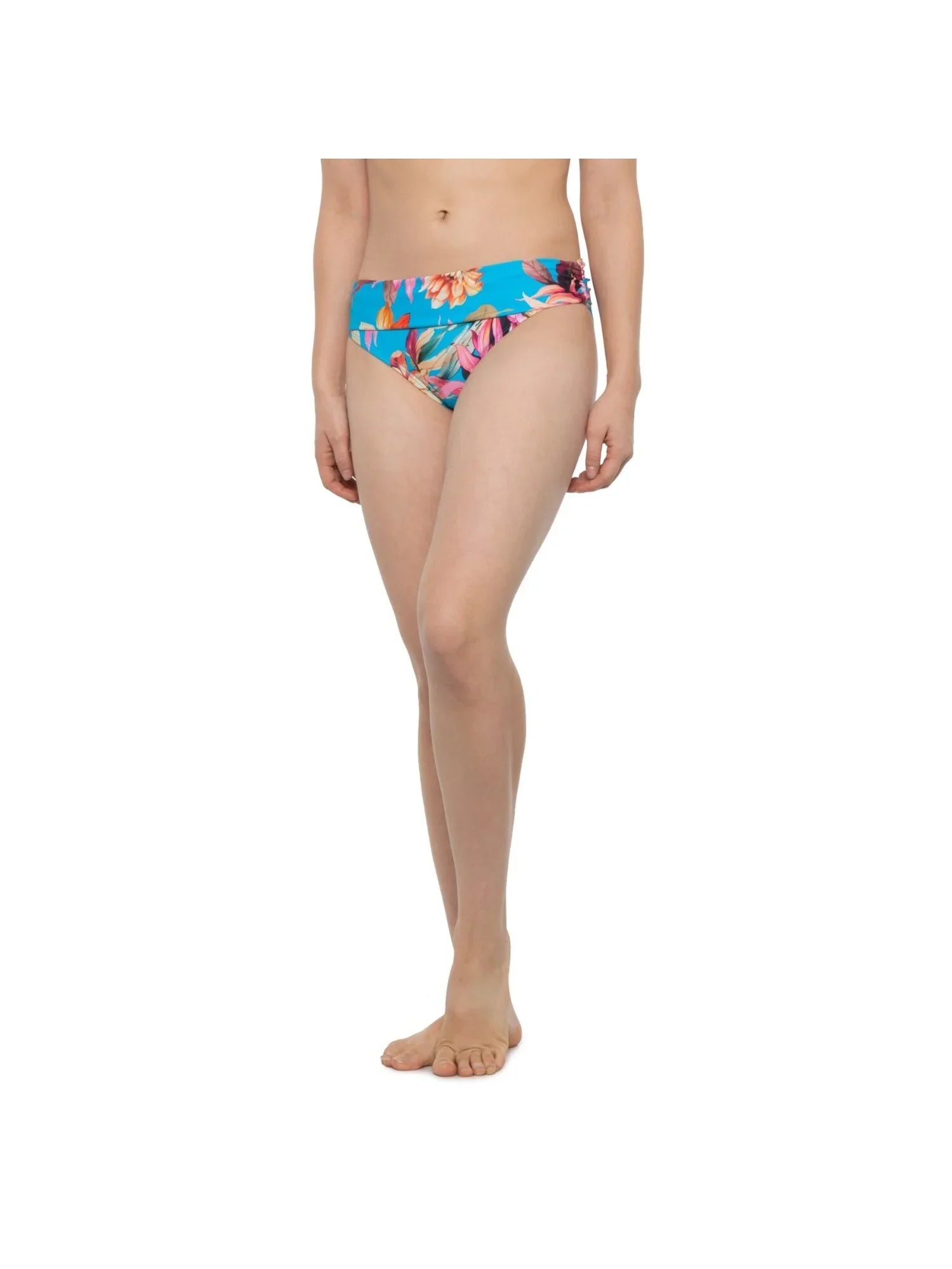 Women's Stretch BLANCA Coverage Floral Blue 2 Hipster Moderate LA Swimsuit Shirred Bottom