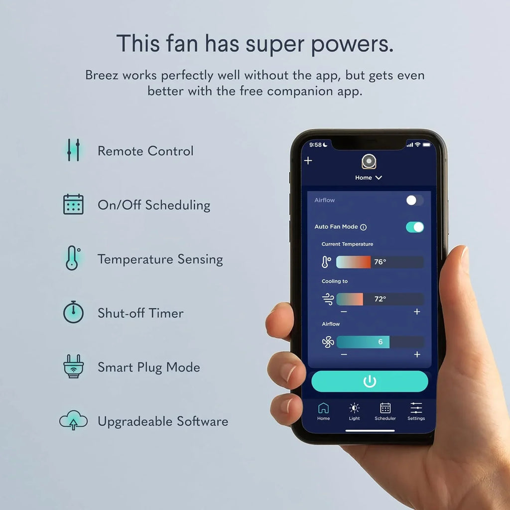Noise - Noise - Fan Adjustable Smart Smooth, Remote Machine Control, & Scheduling, Features Powerful 2-in-1 Breez Air - via & WAGEE White App Table Smart White Bedroom