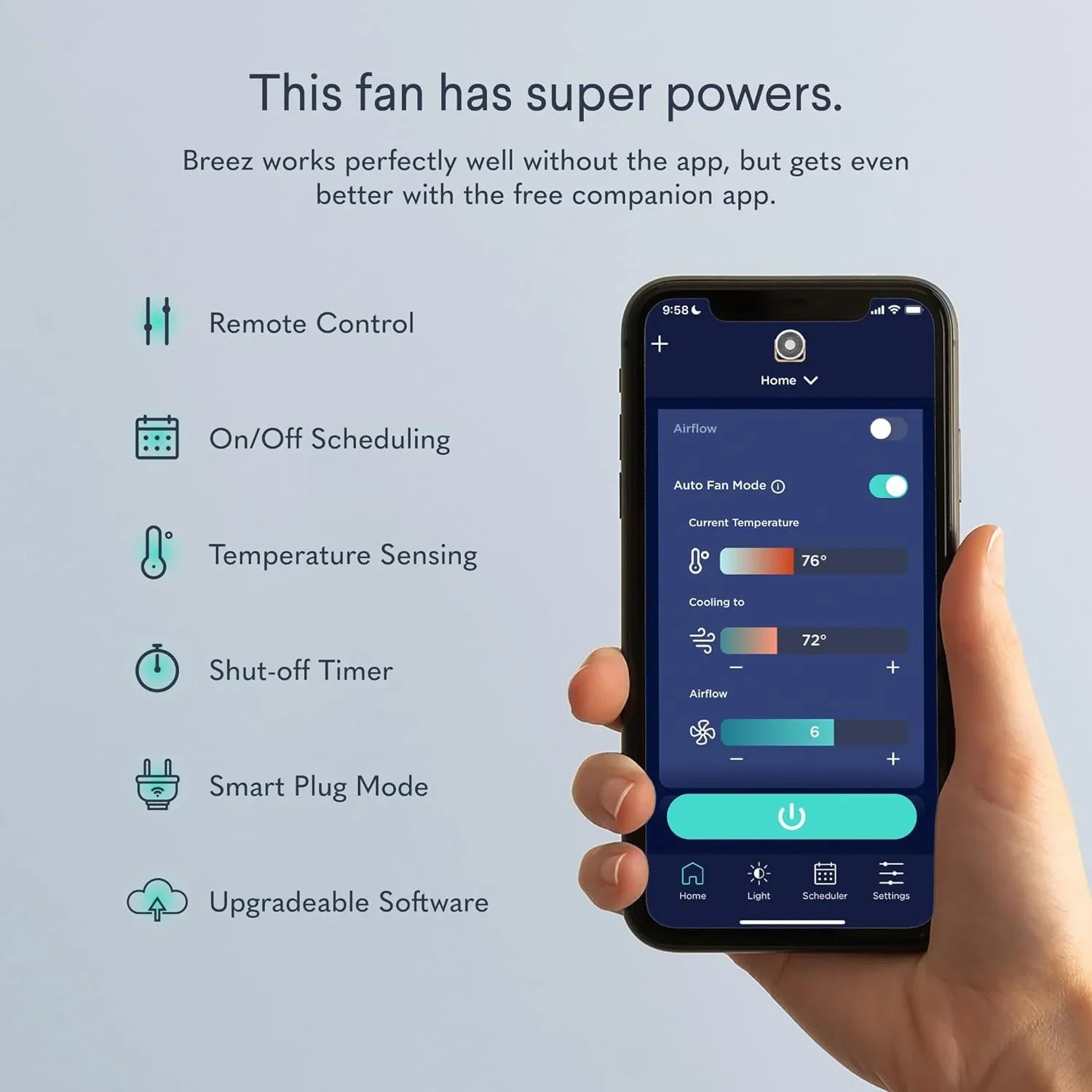 Noise - Noise - Fan Adjustable Smart Smooth, Remote Machine Control, & Scheduling, Features Powerful 2-in-1 Breez Air - via & WAGEE White App Table Smart White Bedroom