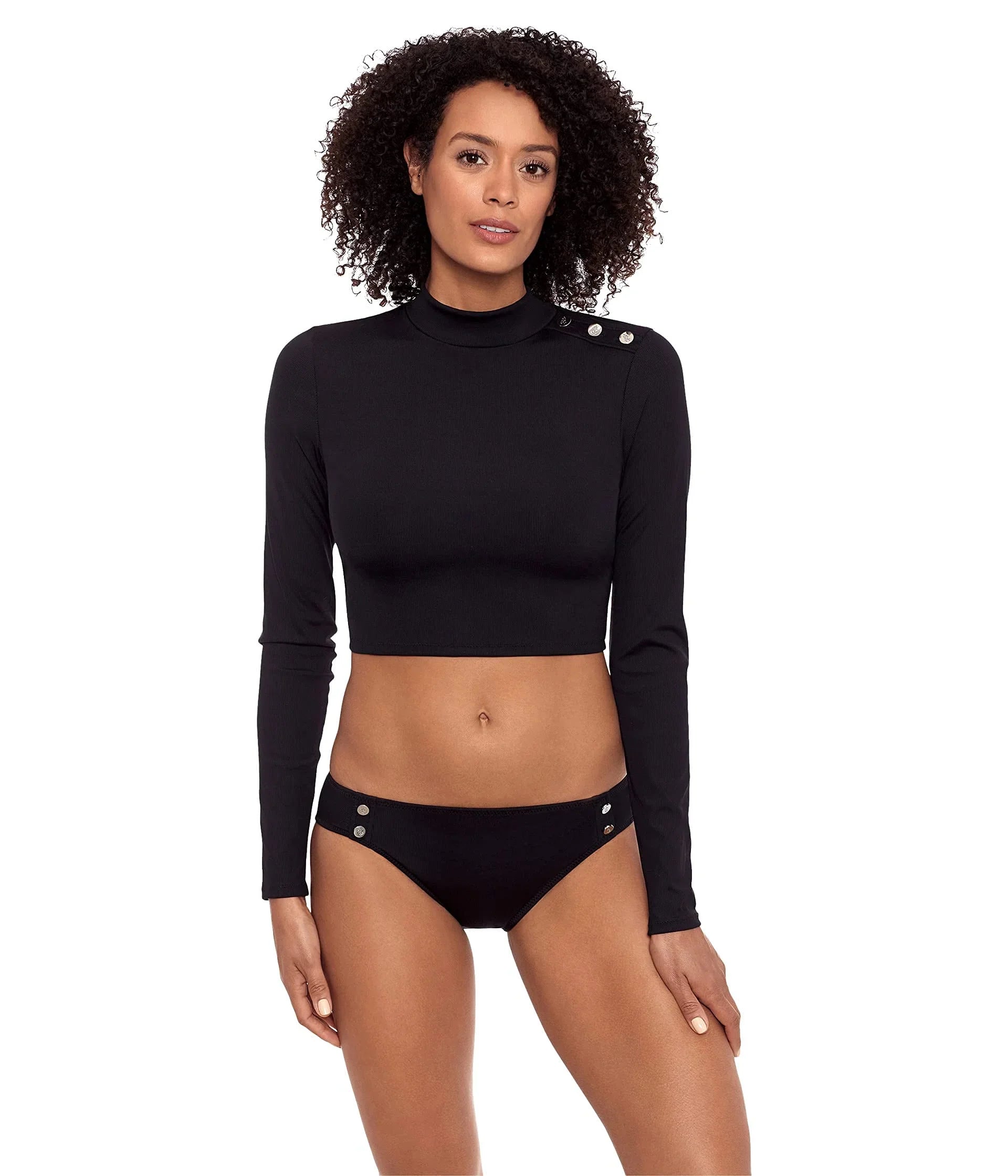 Hipster Tab Rib Solids Ralph Button LAUREN Black 10 Lauren Side