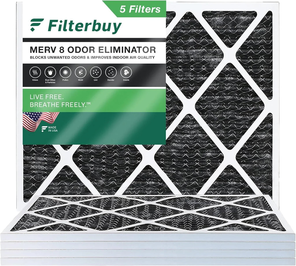 Odor 14x20x1 MERV Pleated Air AC 8 with (5-Pack) Filterbuy Carbon Eliminator Activated HVAC Filters Furnace