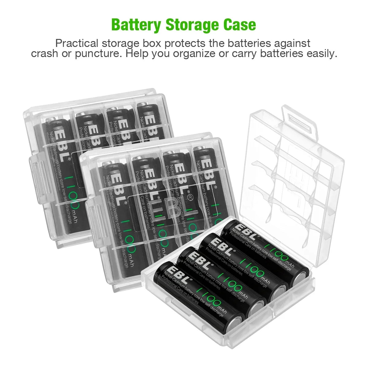 Rechargeable Solar Batteries AA 160-PCS Lights 1.2V 1100mAh NiCd Ni-Cd EBL