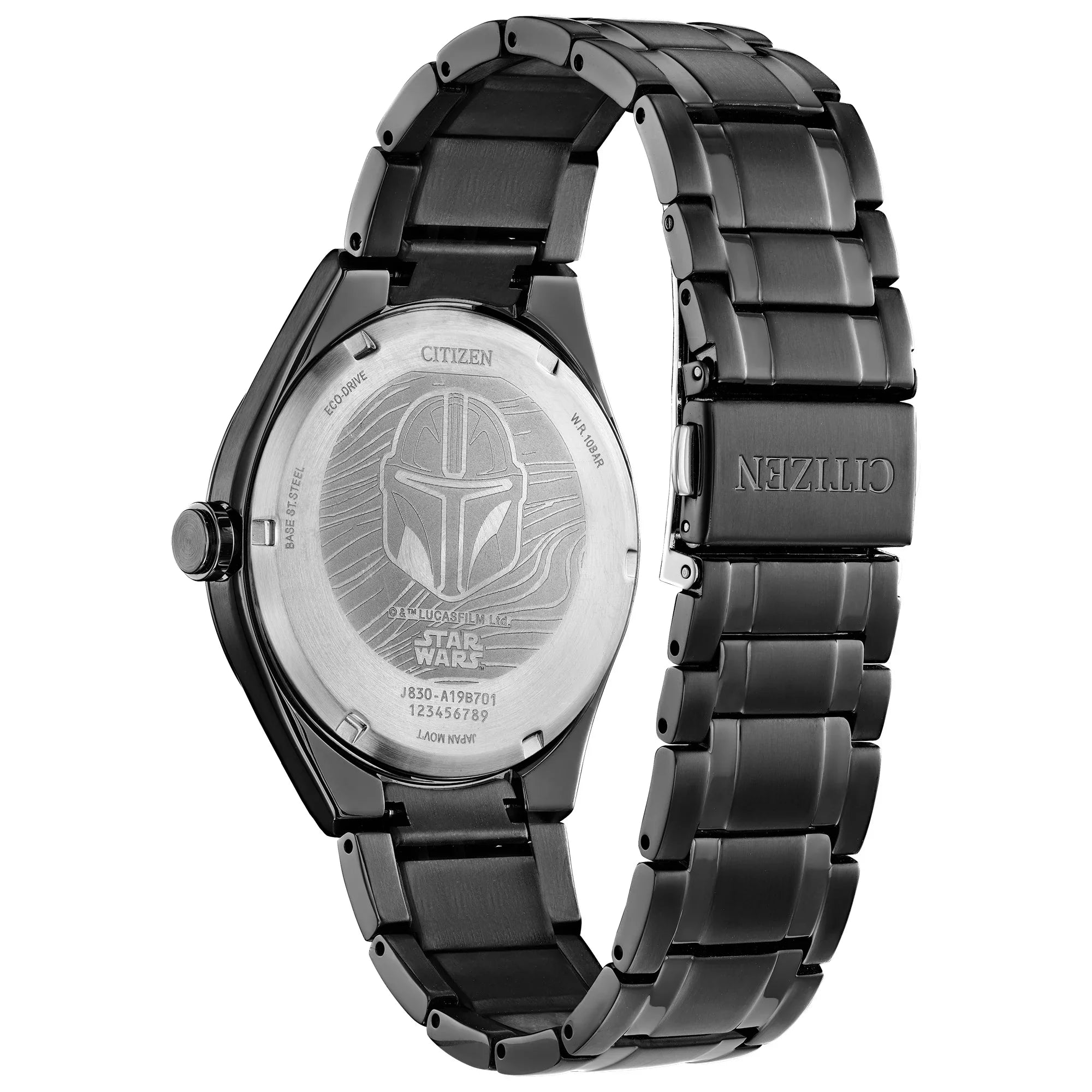 Black IP Mandalorian Eco-Drive Men's Stainless Watch Steel Wars Citizen AW2045-57W Star