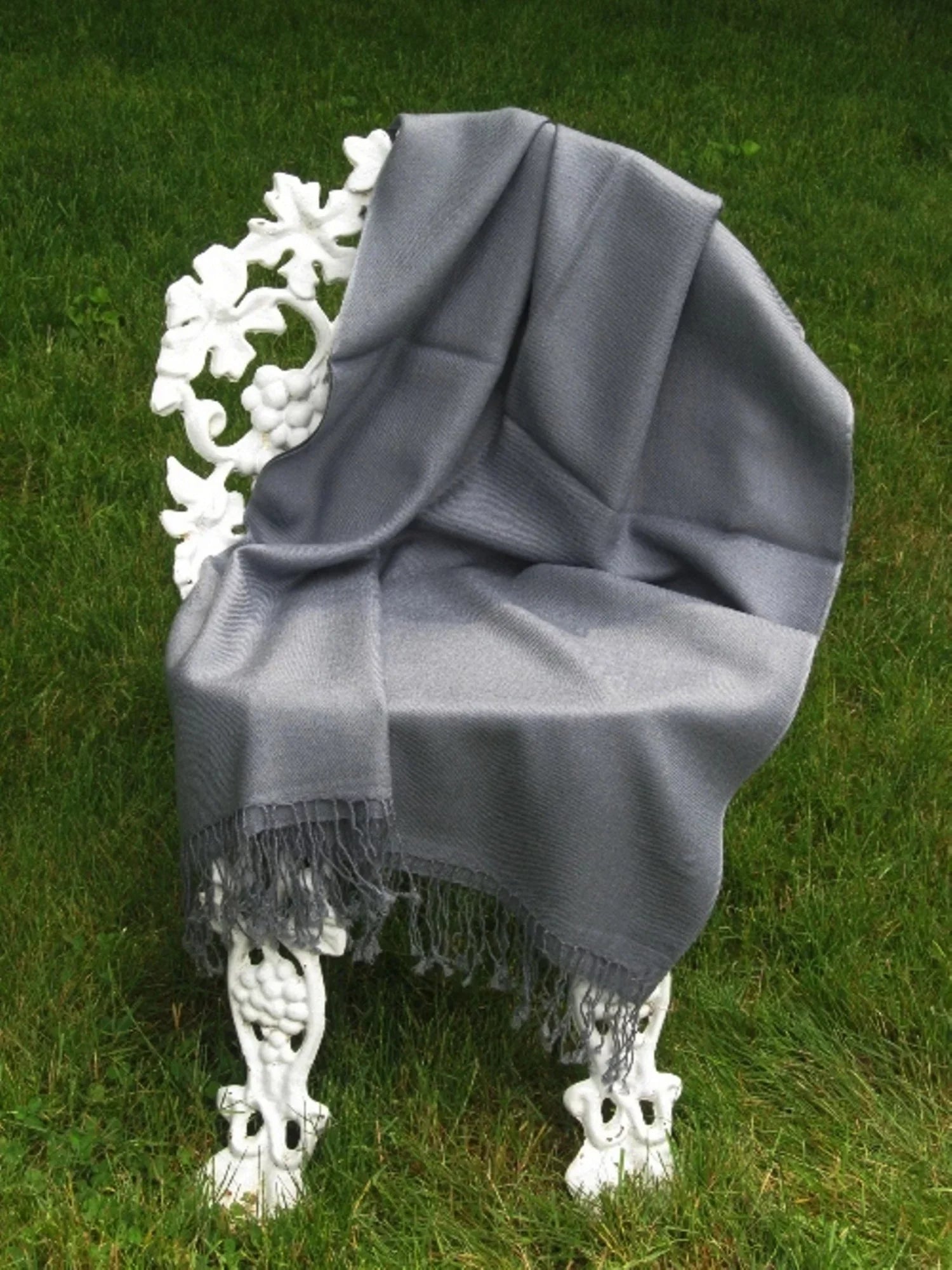 Shawl/Shawls/Scarf/Scarves/Wrap/Stole/Muffler/Cape/Ruana/Blanket/Throw/Pashmina Shawl/Cashmere Scarf/Wool/Silk (Slate Grey Shawl) Regular