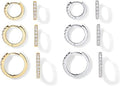Mini Men Hoop Pairs Post, Pack 925 White Cartilage Gold Women Small 18K Hoop Helix 8mm Sterling 10mm Plated and 12mm Yellow Silver Pack for 6 Set Huggie PAVOI Earrings | Gold