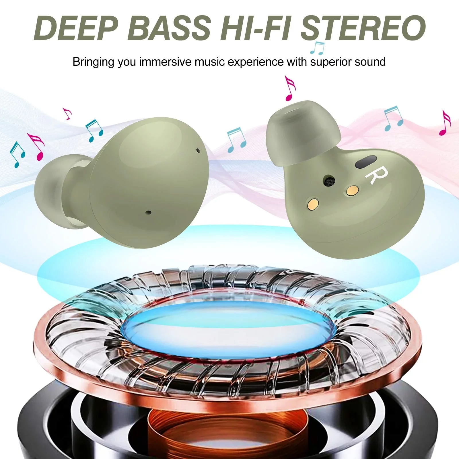 Truly Dual for 2 Buds Inspiron Isolation, Bass Wireless - - Bluetooth UrbanX Amplified Street Microphone Green with Headphones Noise and Dynamic Laptop