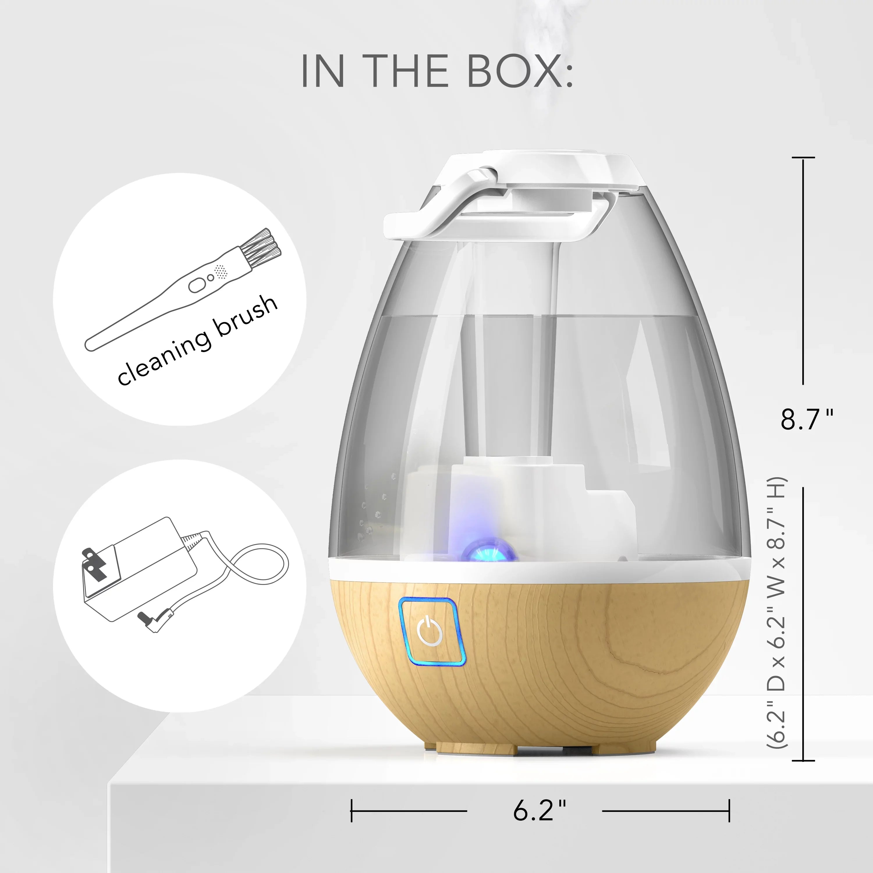 0.4 Woodgrain Gallon Sharper Light Mist Ash (New) Ultrasonic Humidifier, Image Cool