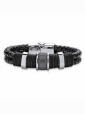 Black Leather Braided Stainless Tribal Magnetic Jewelry PalmBeach Clasp and 8" Steel With Men's in Bracelet