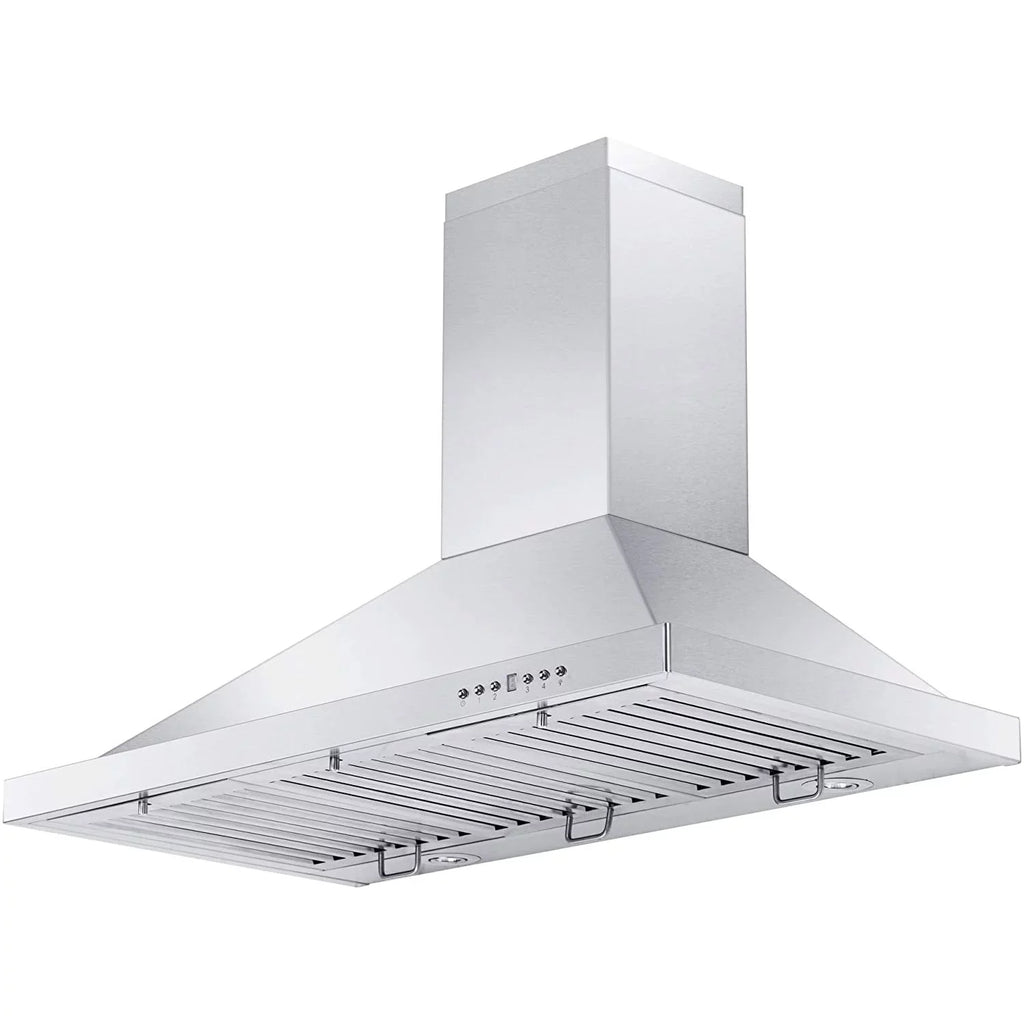 Steel Range KB-48 Fans, and 4 Molding Stainless ZLINE Mounted Ductless Hood LED 48 Wall CFM 400 Speed Lights with Crown Inch Exhaust