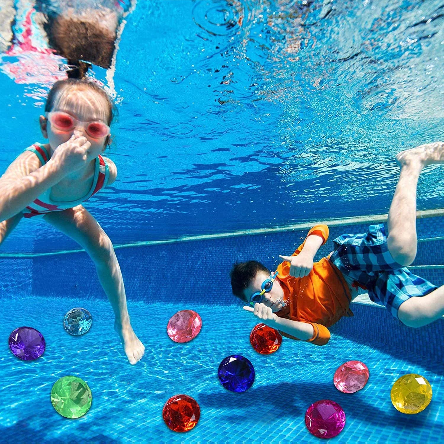 with 6 Box Toy Swimming Underwater Pool Diving (golden) Summer Treasure Treasures Big Gift Dive Toys Use Pirate for Colorful Gem Set Throw Diamonds Sets