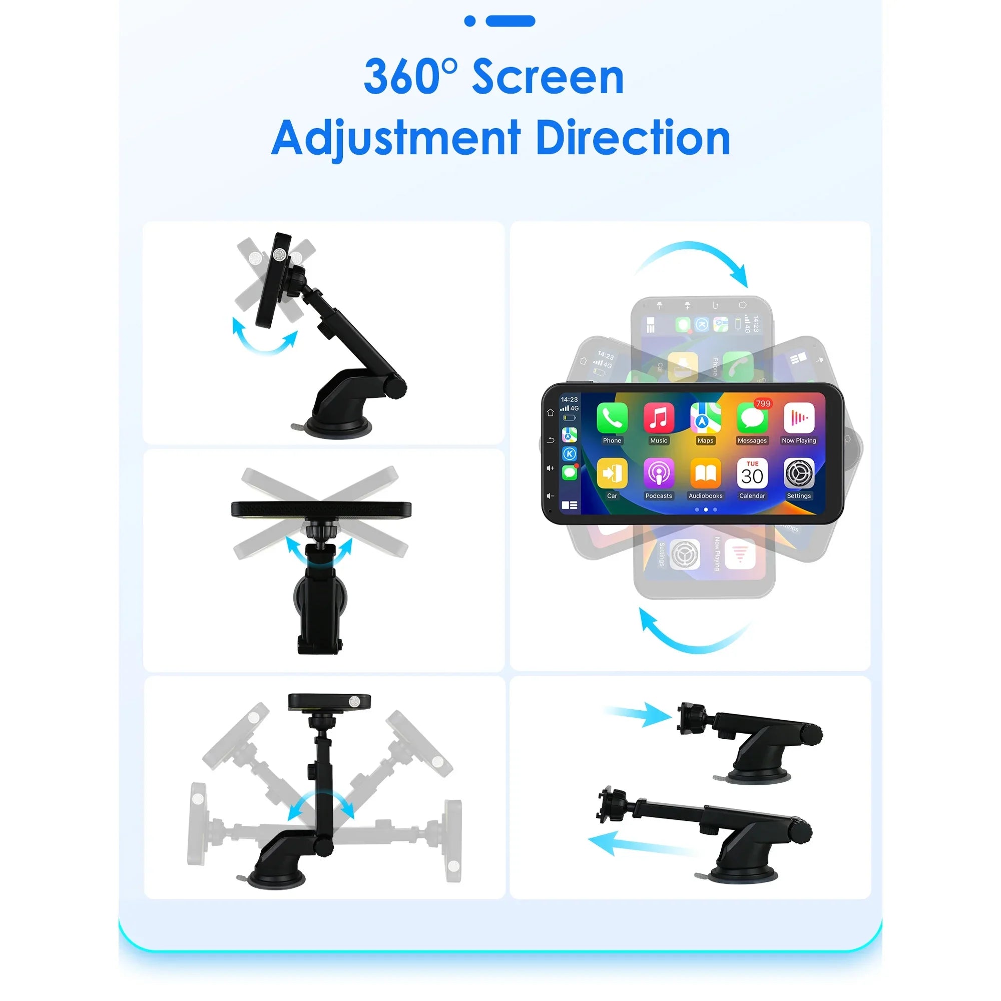 Audio 360° 6.25" Wireless Support Bluetooth Backup Camera GPS With Navigation Car Auto Stereo Receiver Carplay Radio Touchscreen Ossuret Adjustable Android