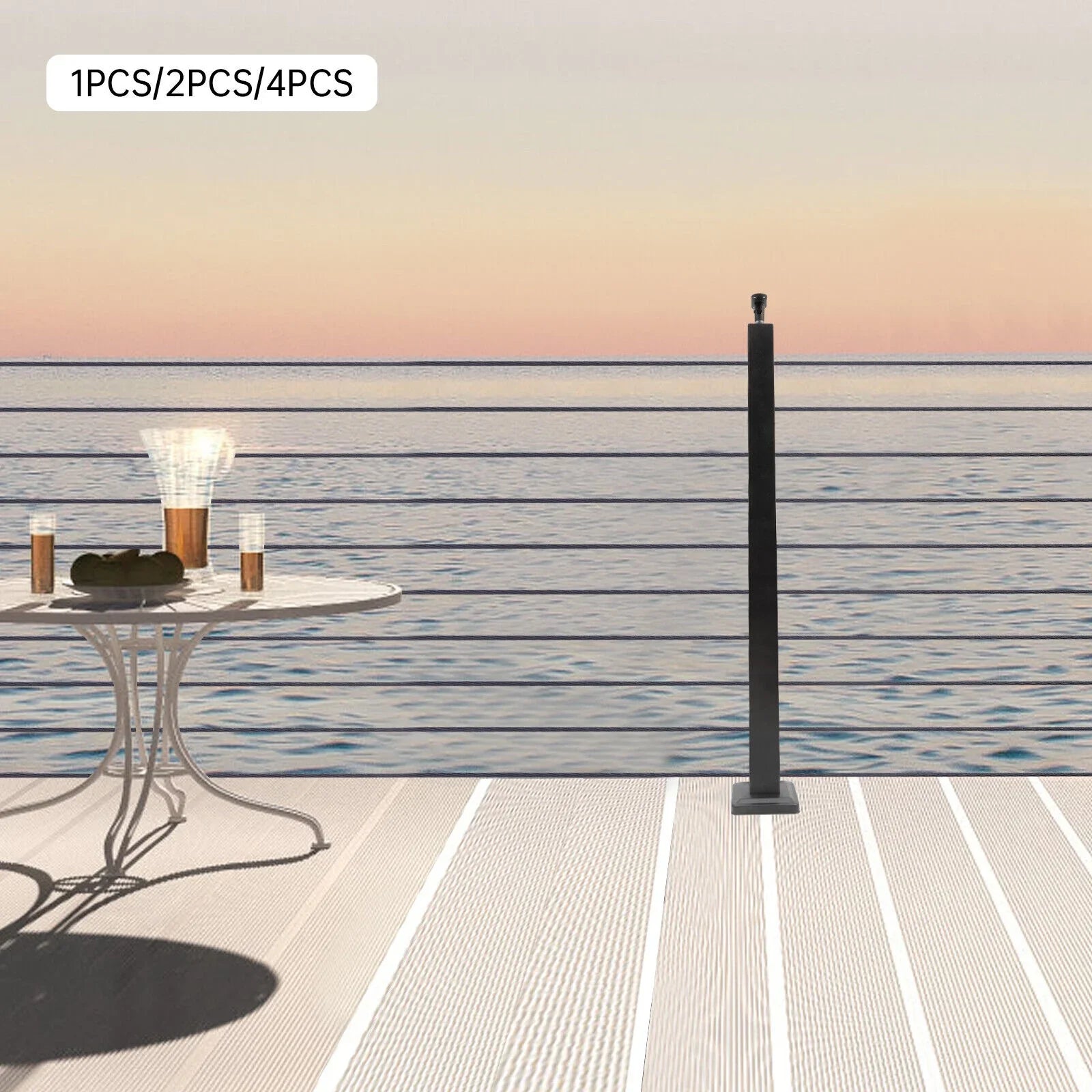 Concrete Stainless Top Post Finish Black Mount Post Railing Post Line Wood Cable Steel 36"x2"x2" Top Level Deck Level Adjustable Level drilled