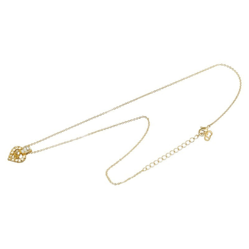 Necklace Dior Women's Pre-Owned Heart (Good) Dior Christian Gold Rhinestone Plated