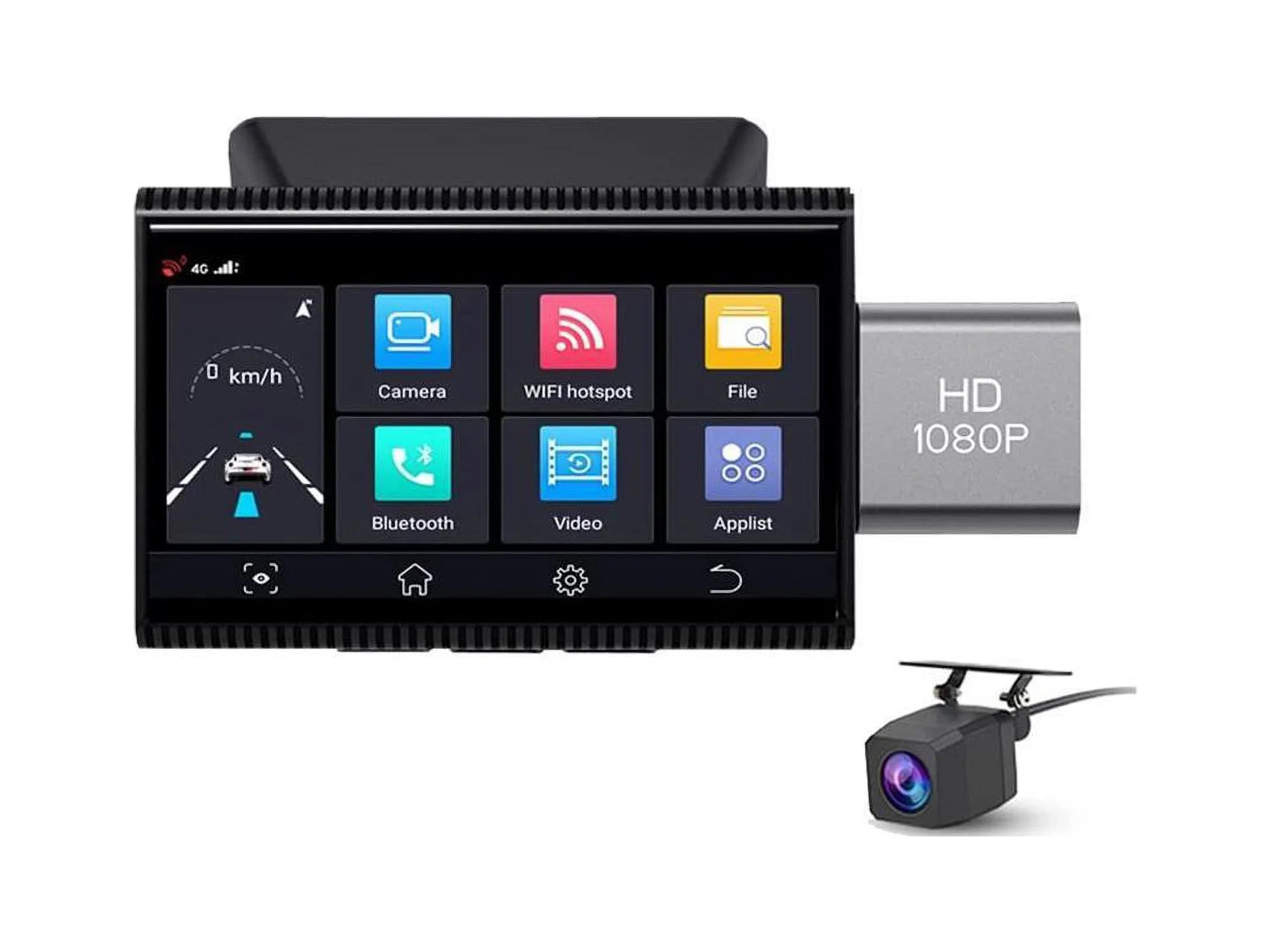 with Lens 8.1 Driving 1080P Car Monitor View Rear 3.0 Remote Android FHD Dual wifi 4G Bluetooth DVR music Cam Video inch GPS Dash Recorder