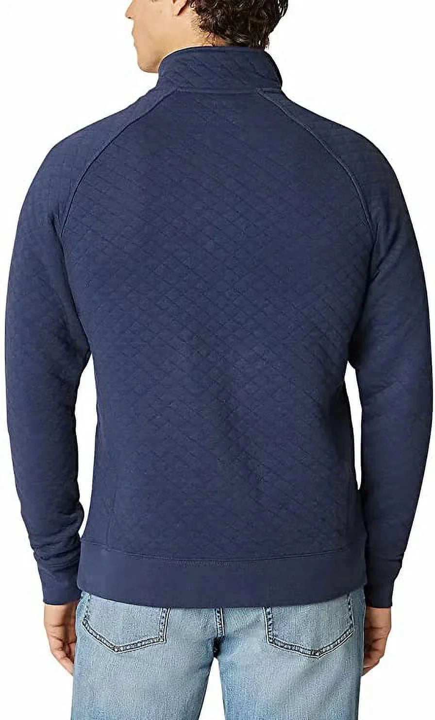 Quilted Quarter Mens (Blue, Pullover Medium) Midweight Snap Mock Bauer Eddie