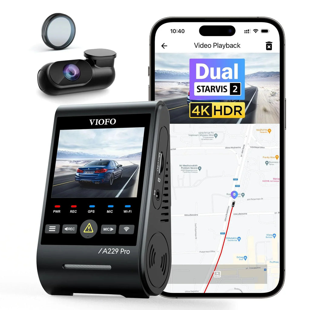 Dashcam VIOFO 2CH Front Camera 4K+2K 2 Car Pro GPS, with lb Rear 2 & STARVIS Dual IMX675 A229 IMX678