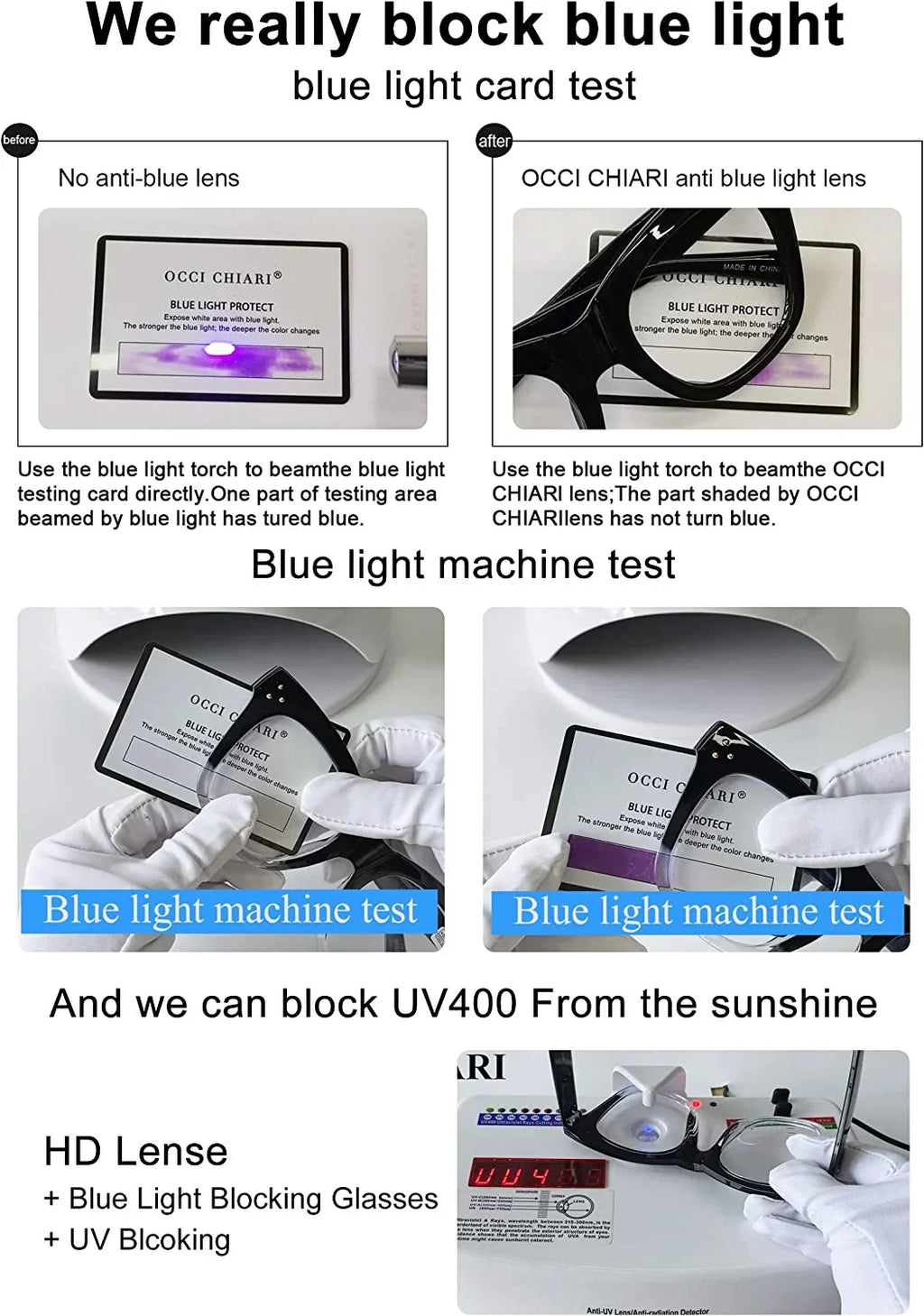 0 Computer OCCI 350 150 Reading (Black-Clear, 6.0) 600 CHIARI 250 Blue Filter Reader Women 500 for 400 300 Magnification Glasses 200 Light 100