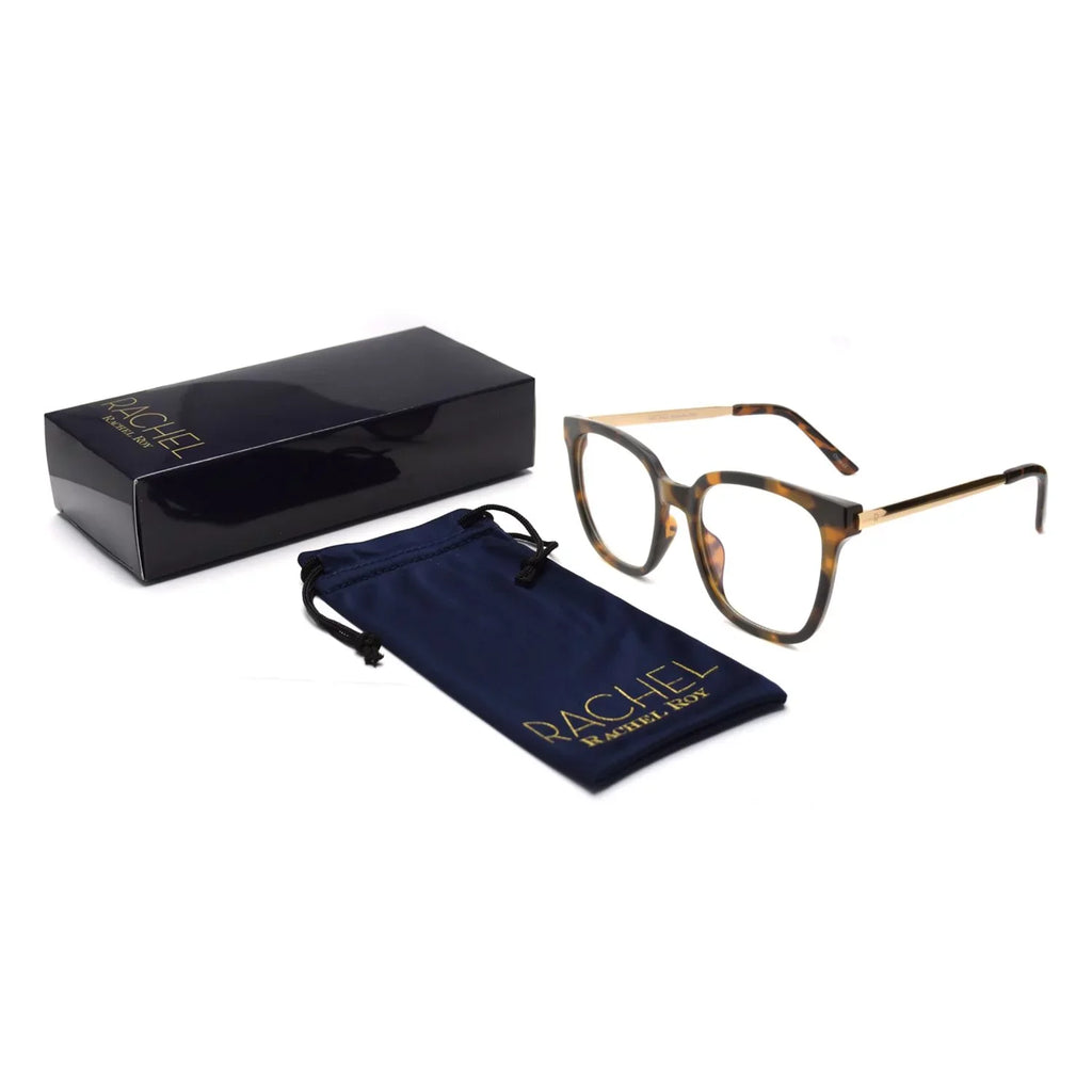 shell Rachel Square Tortoise Light Frames Rachel Glasses, Roy Blue Blocking