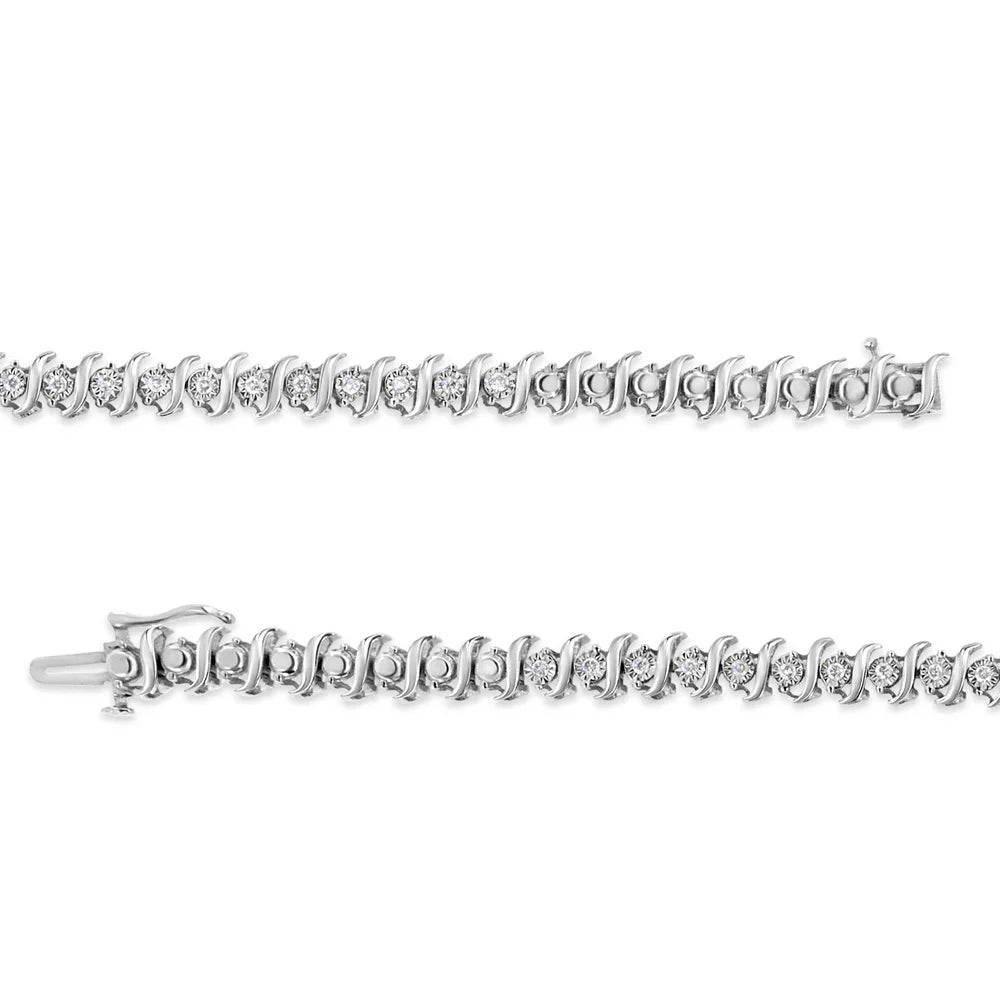 Color, Cttw - Miracle Tennis Sterling (J-K Diamond - dimension Bracelet 7.50 Set "S" .925 Link 1/2 Silver I2-I3 Clarity)