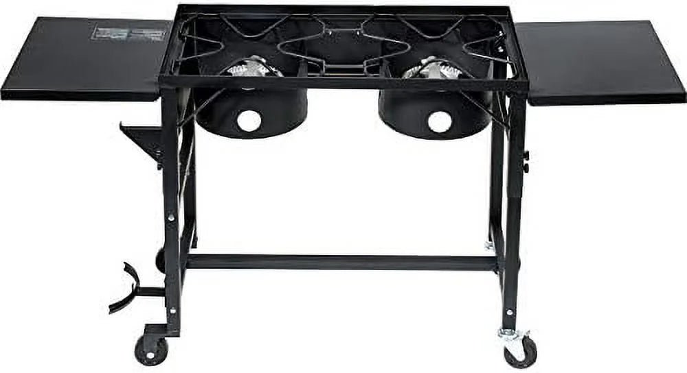 2 exterior BBQ Cook Double Picnic Stand Folding Burner Station Grill Propane Black Stove BTU, Camping 58,000 Cooking