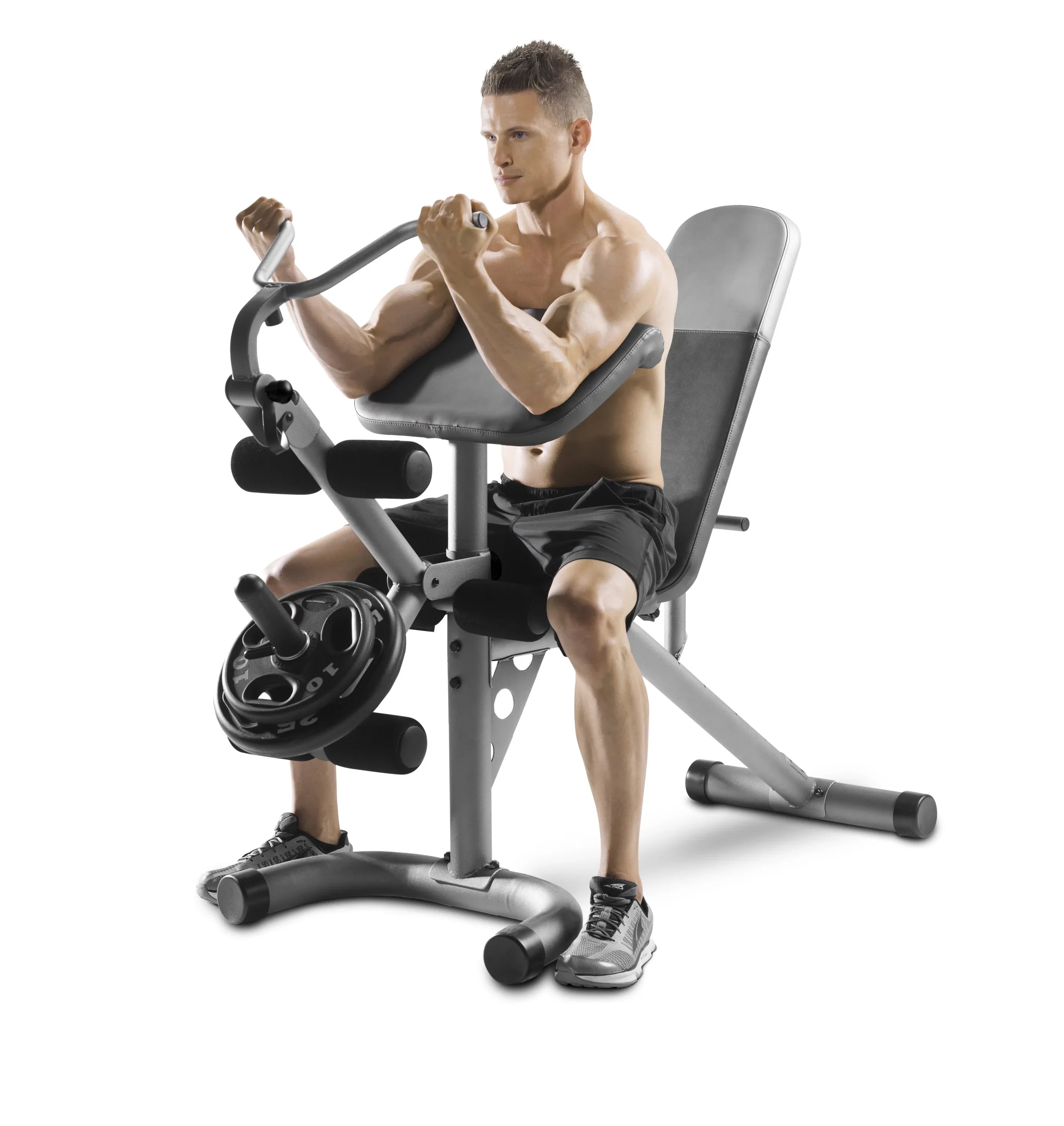 20 Bench Preacher Olympic Pad, Weight Lb. Weider Adjustable XRS with 610 Limit Removable