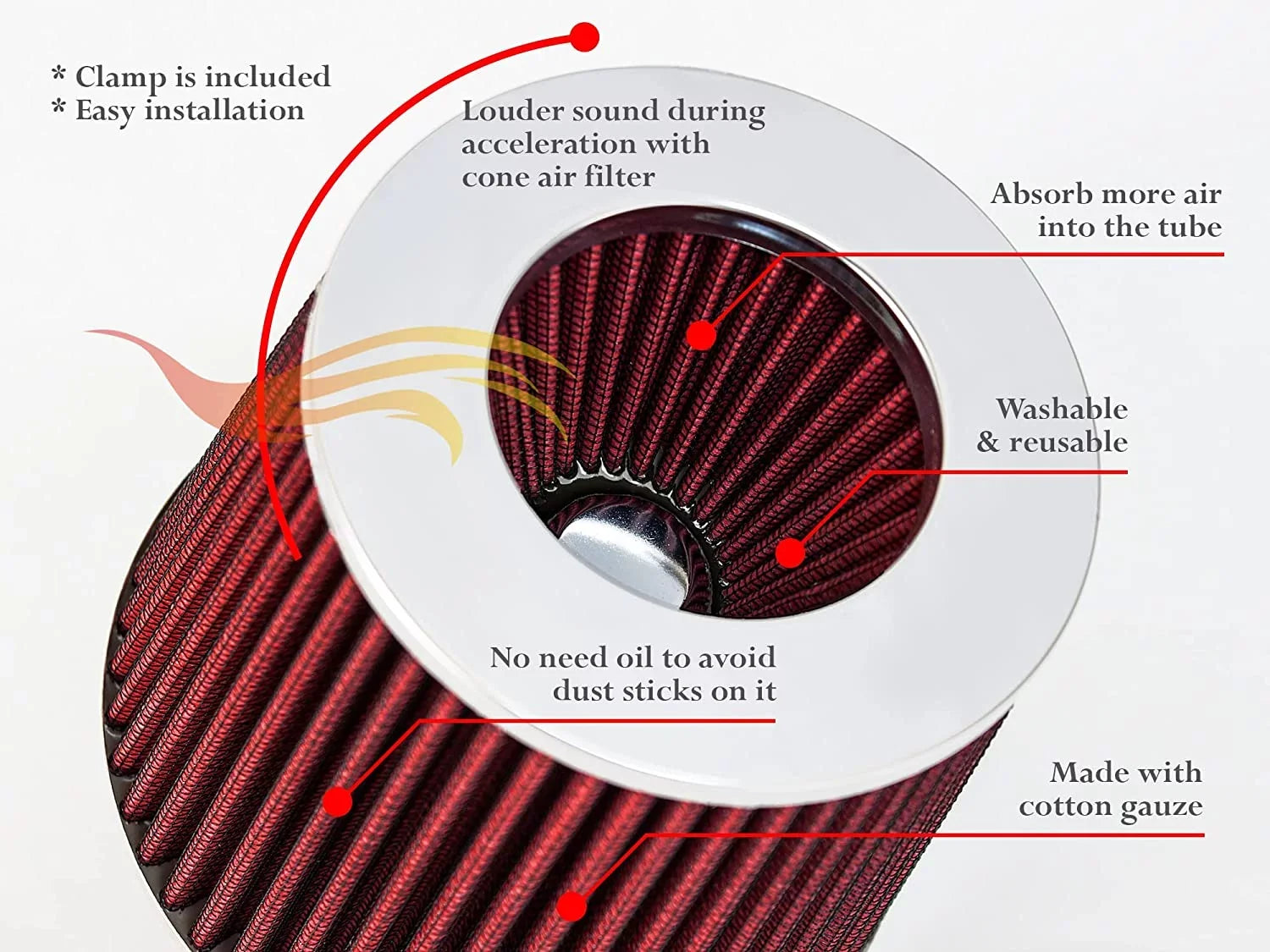 L4 Kit RED 2.4L Combo 05-10 Rtunes SS Filter Intake Cobalt Ram For Air Cobalt/Chevy Racing + Short Chevy