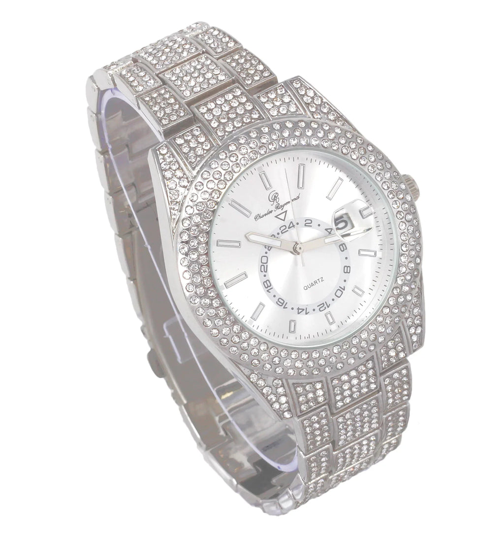 Zag Band Sets Silver - Raymond Necklace with on Trim Wristwatch Iced Hip Bling'ed Charles Matching Looks and Sets - with Blinged Necklace Zig Out Rolly Out Hop Blast! Out ZZ Ice