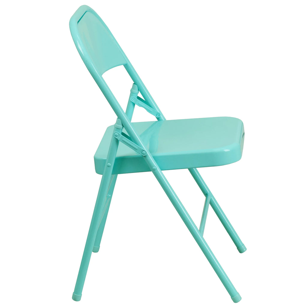 & Folding Chair Hinged HERCULES Series Teal Flash Furniture COLORBURST Metal Braced Tantalizing Triple Double