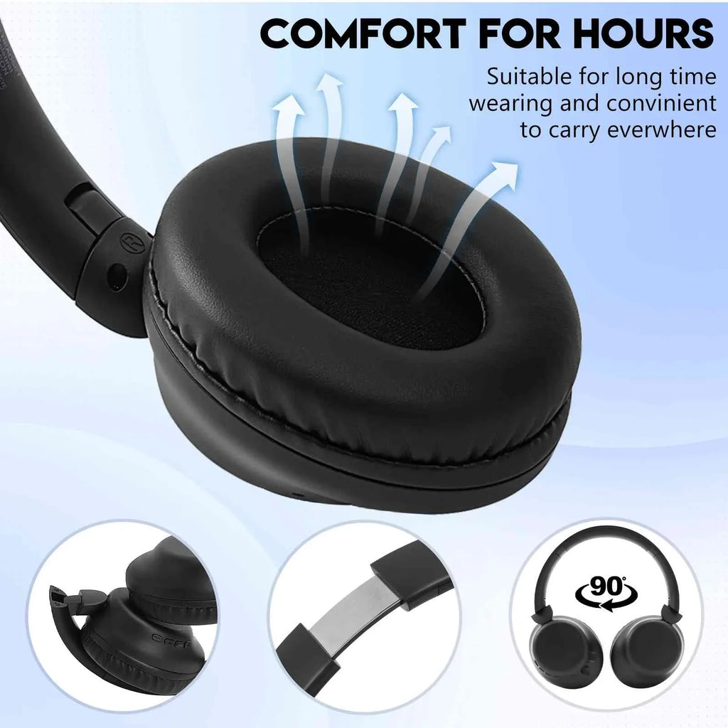 A32 12 SE/Poco & - 200H Bluetooth for HD UrbanX M6 Pad Travel Headphones 20H Mic Note Wireless Sound 5G/Redmi Over-Ear Pro Workout - -Black with Xiaomi Poco 5G, Standby, C65/Redmi Playtime, 12R
