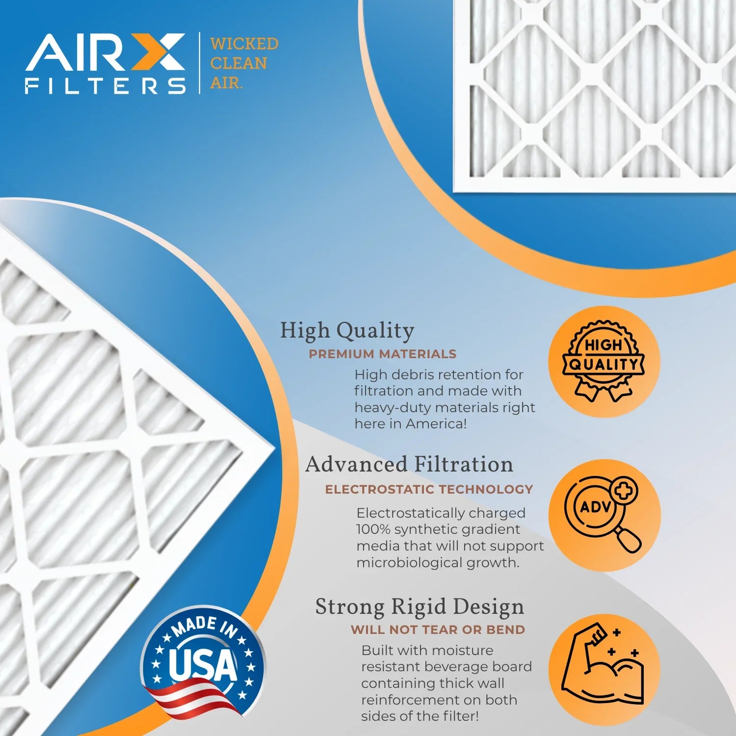 Electrostatic 19.75x21.5x1 & Air 19.75x21.5x1 Pleated USA HVAC AC Filter Premium FILTERS 5 Made to 8 MPR Furnace 700 MERV FPR Comparable by Conditioner Filter 6 AIR. WICKED CLEAN Pack Filters AIRX Air