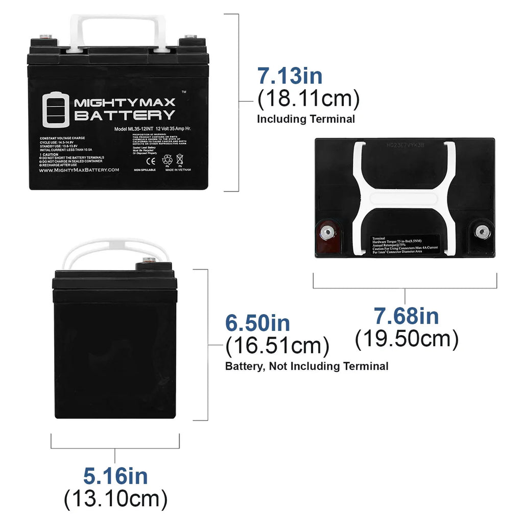 INT 12V 2 for 35AH Replacement - Pontoon Battery Motor Trolling Pack