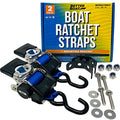 '- Brackets Mounting Buckle Ratchet Set Self-Retracting Heavy - Bolts Straps & Retractable Blue Cargo Stainless with 2x43 for Duty