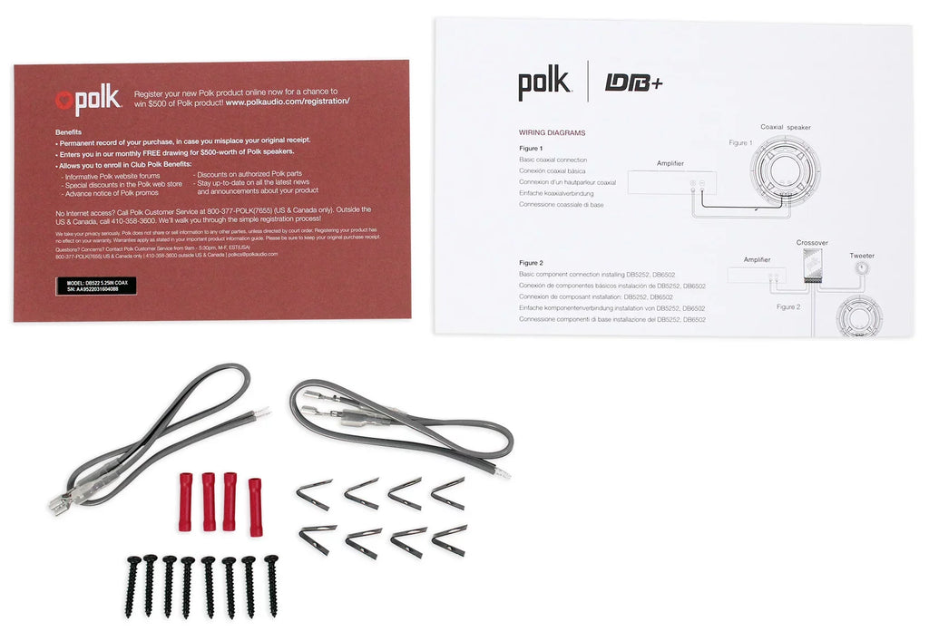 5.25" Polk Audio DB522 Car/Marine/Motorcycle 600w (2) Speakers+Speaker