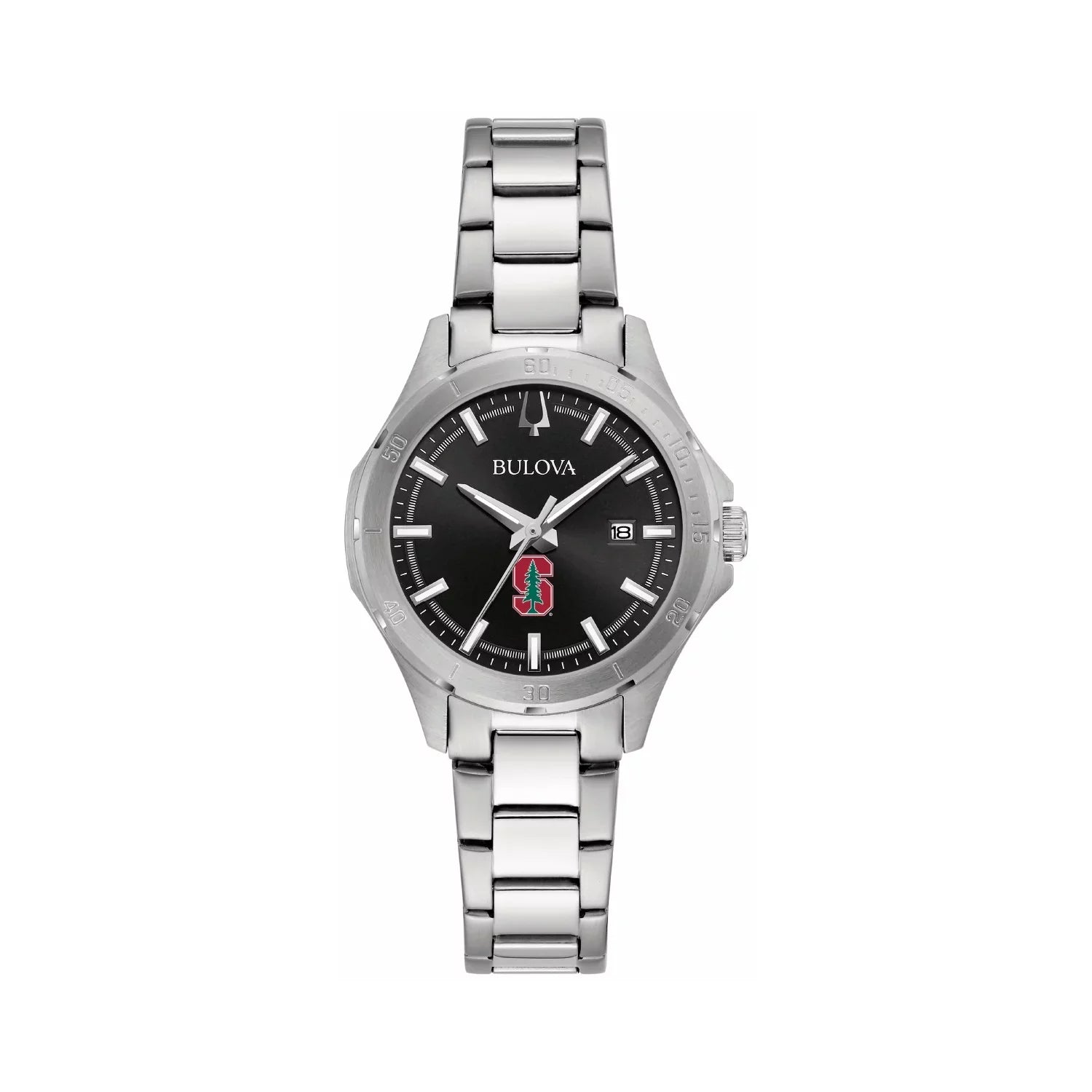 Stainless Sport Watch Stanford Classic Cardinal Women's Black Bulova Steel