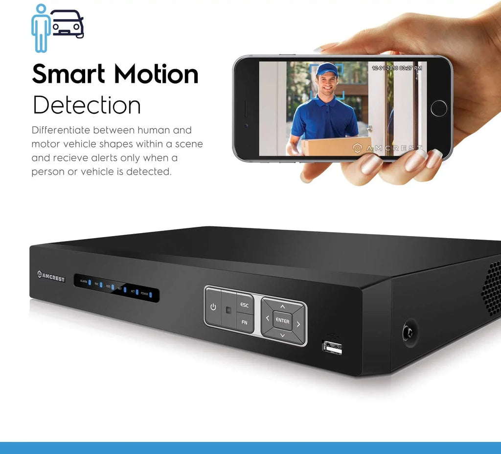 Analog 4K Recognition, IP Cameras, Smart Amcrest Camera DVR & DVR, AI Human Face System Channel Vehicle Security (AMDV5116-I3) for AI Recorder, DVR Detection 16 & AI Amcrest Cameras Security
