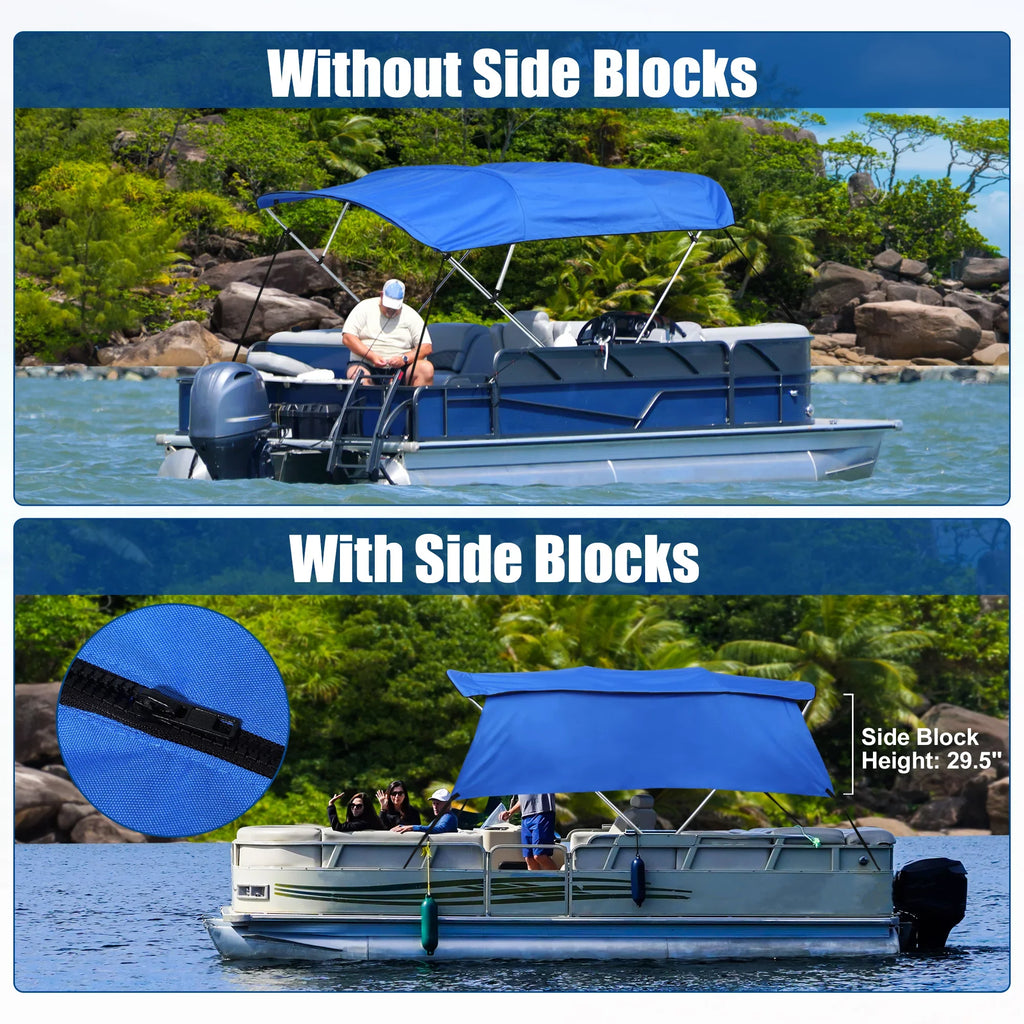 Side Canvas Detachable Blocks Top Blue 8'Lx54"Hx67"-72"W Bargains 4Bow Unique With Bimini
