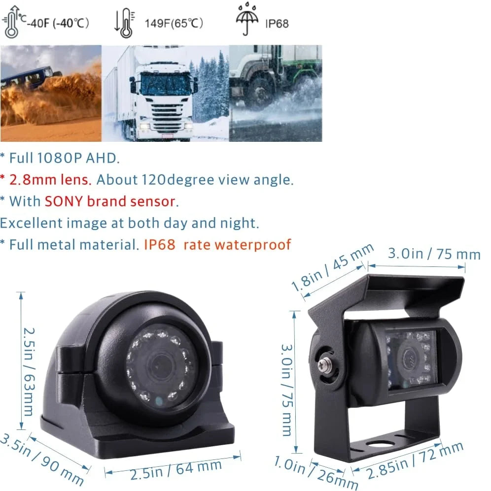 Rear Video Bus Phone Real-time on Cameras Remote Channel PC WiFi with Recorder DVR 4 4 IR Car Kit Side MDVR 1080P AHD Monitor HDD for View Truck 7 Vehicle Car JOINLGO inches Mobile Car 1080P GPS View