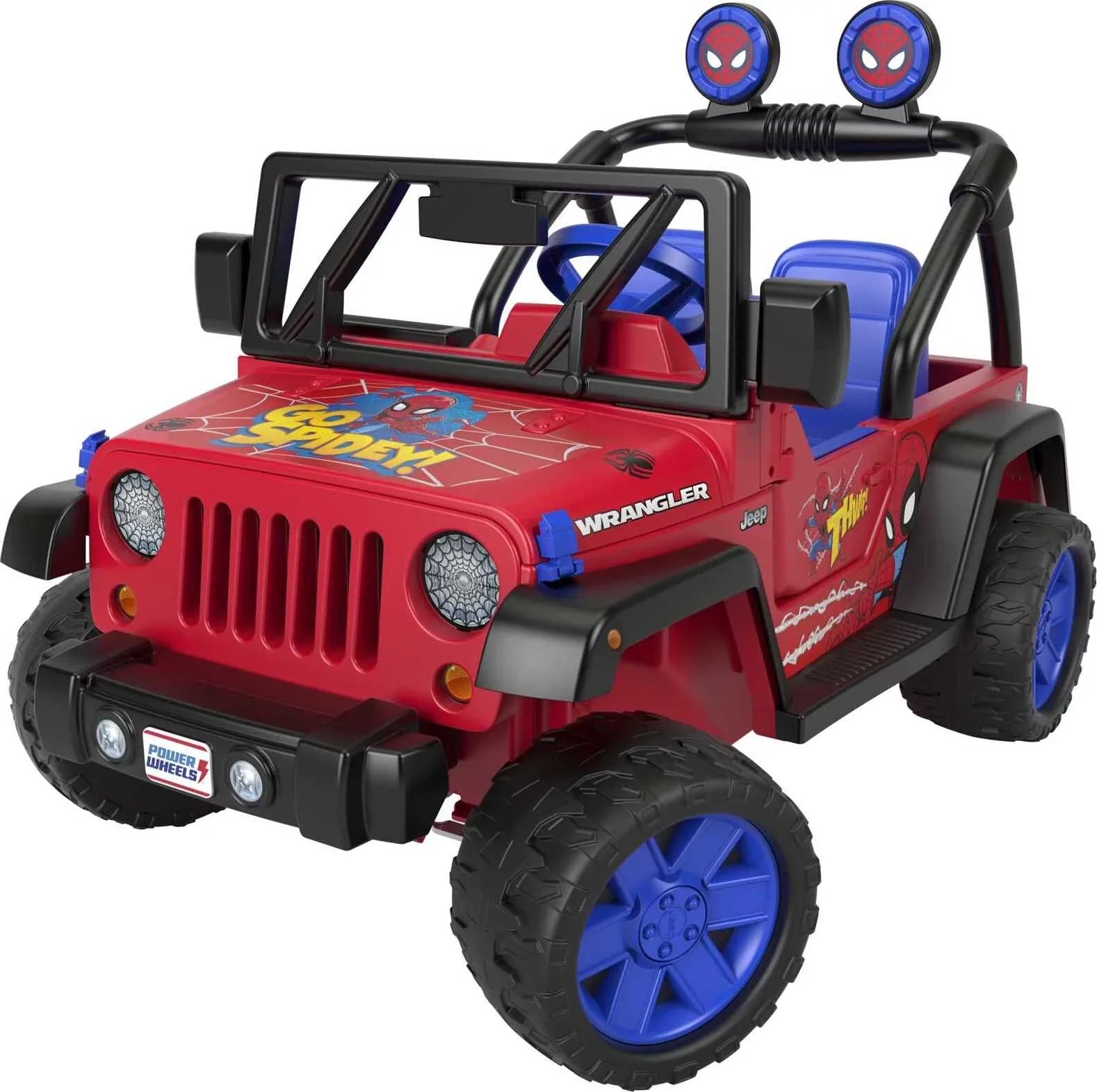 12V for Battery-Powered Wheels 3-7 Ride-On a Sounds, Jeep Spider-Man Ages Vehicle Power with Child Wrangler