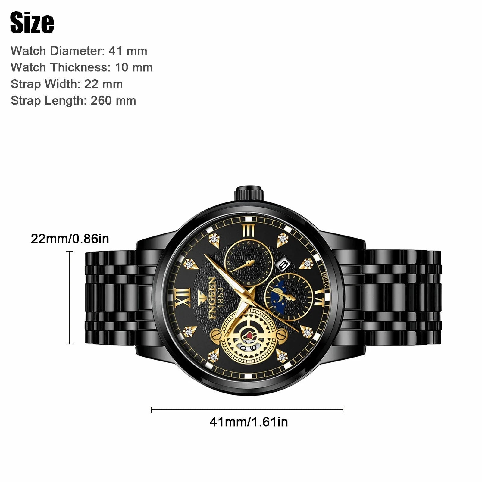 Watch Classic Wristwatch Quartz Luxury Steel Waterproof Men's Stainless Luminous