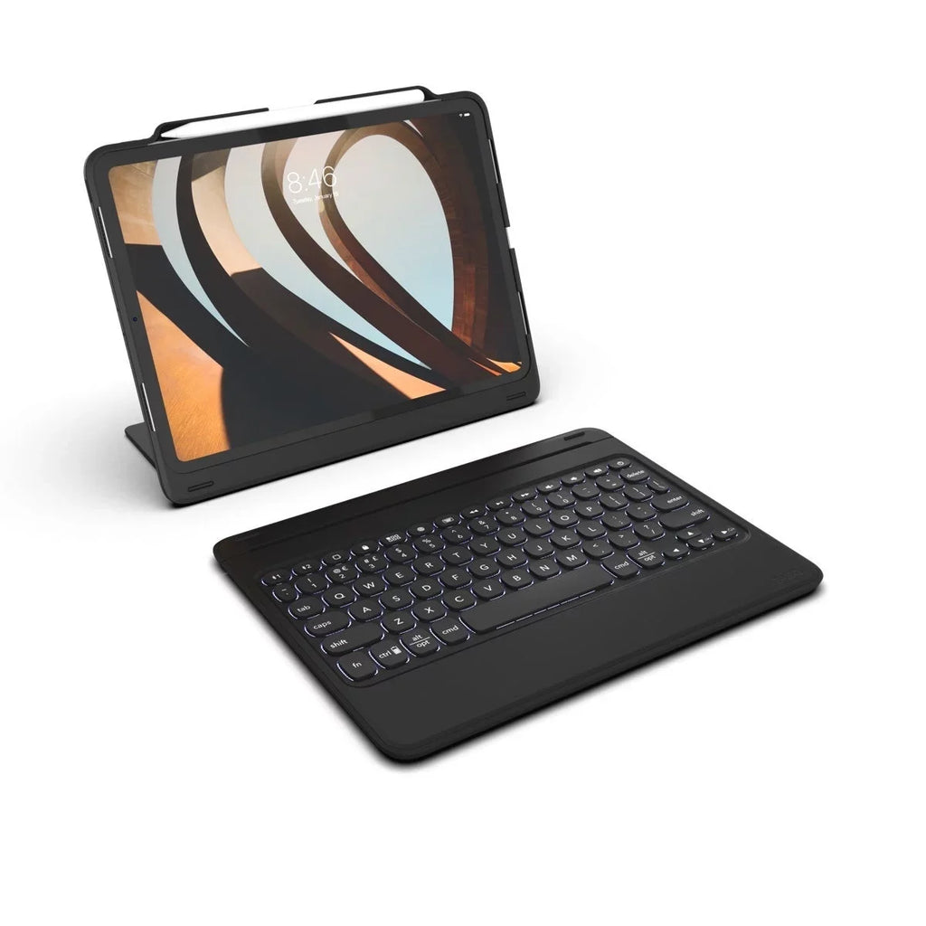Keyboard 12.9" 3 Case (2020) Gen - ZAGG Durable (2018) Go and Gen - Pro Black for Book 4 - Bluetooth Rugged and iPad