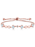 Cttw, Up Aquamarine Gemstone Women Adjustable Fully Silver King Tennis Sterling Sky (2.07 Birthstone, Round Blue Diamond White to and 9 5MM, Gem inch) Bracelet Stone 925 For