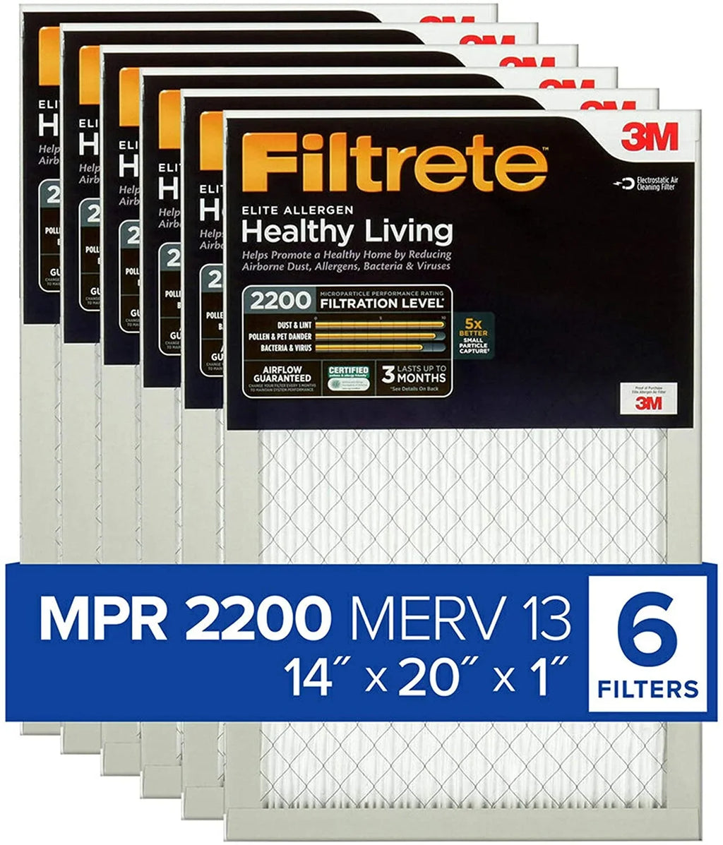 Air 0.78) dimensions Healthy AC (exact 13.81 2200, MPR 14x20x1, Living 6-Pack Furnace Filtrete Filter, Elite x x Allergen, 19.81