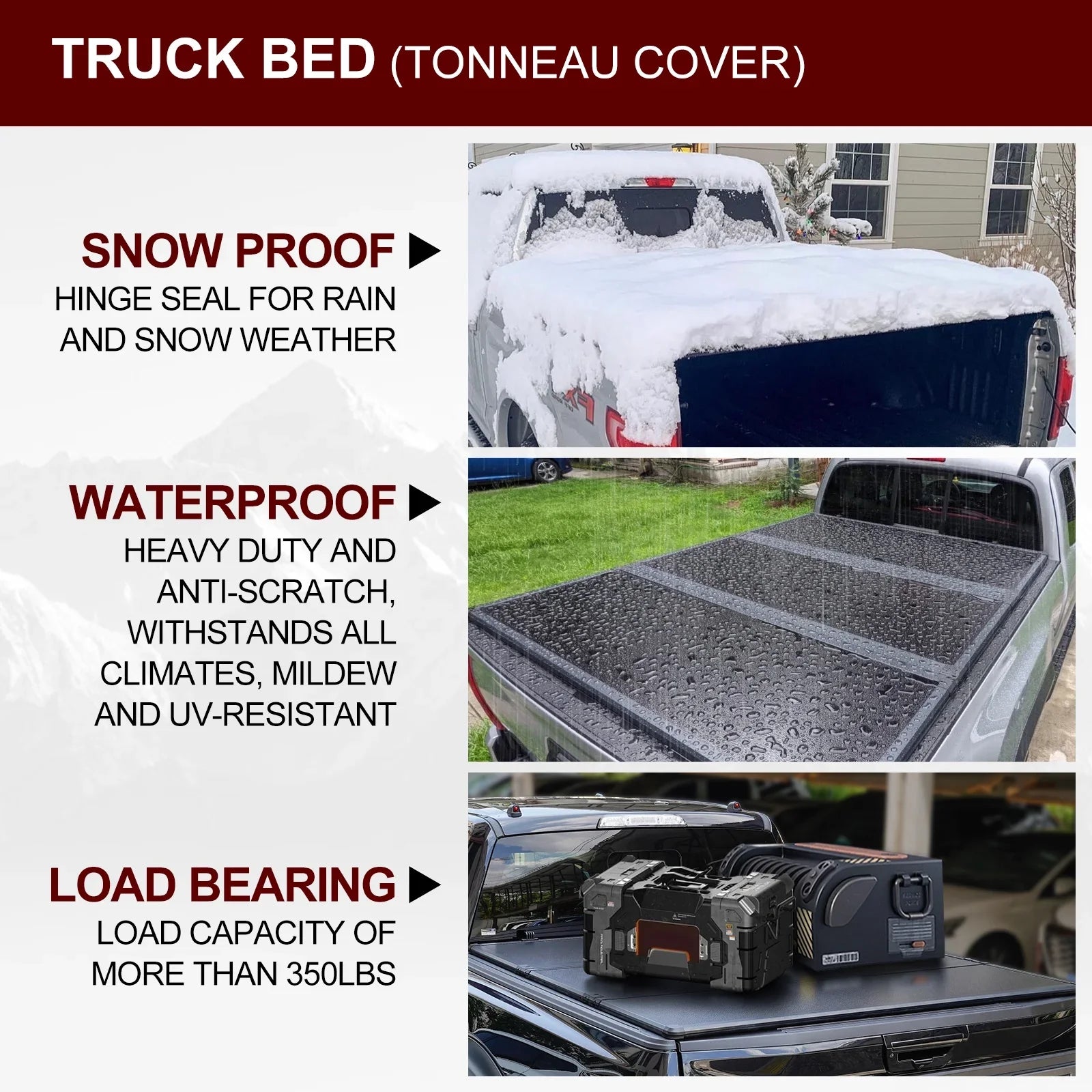 1500 Hard Kikito Professional Rambox Bed Bed | for 2019-2024 (76.3in) Deckrail System Cover 3500 6.4ft | FRP Tonneau Ram 2500 & Truck Tri-Fold