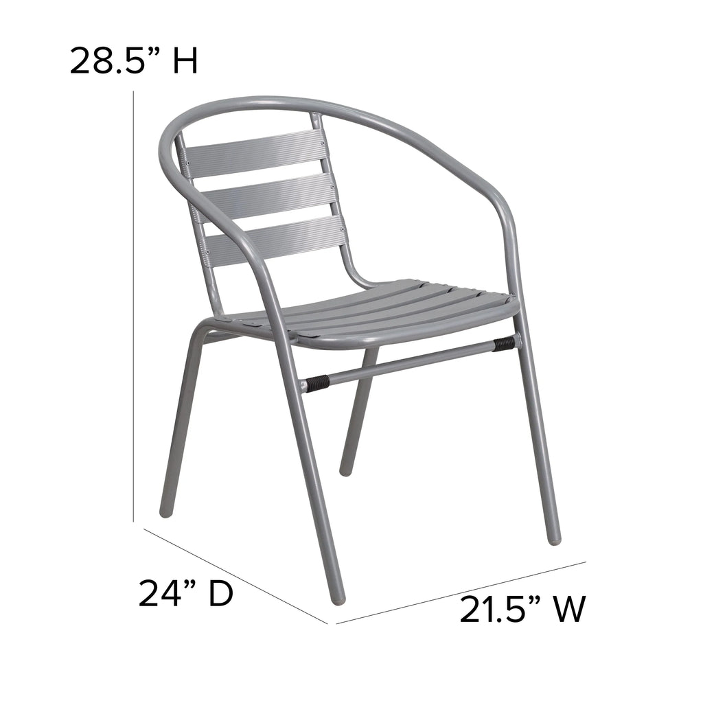 with Restaurant Slats Flash Chair Aluminum Furniture Stack Pack Metal Silver 4
