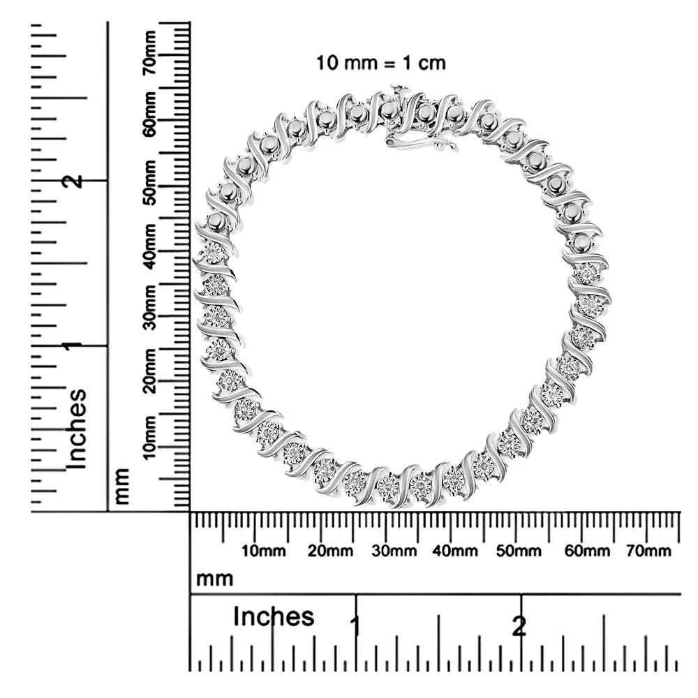 Color, Cttw - Miracle Tennis Sterling (J-K Diamond - dimension Bracelet 7.50 Set "S" .925 Link 1/2 Silver I2-I3 Clarity)